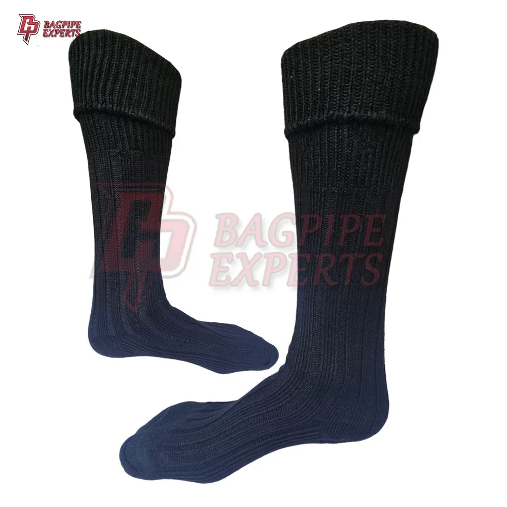 Black Scottish Kilt Hose – Traditional Highland Dress Socks