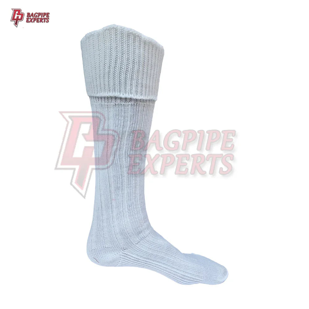 Elegant White Scottish Kilt Hose Socks – Perfect for Weddings & Formal Highland Wear