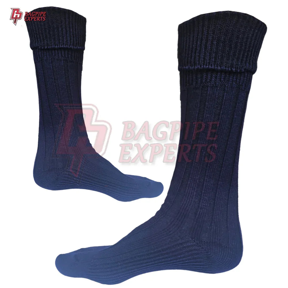 Classic Blue Scottish Kilt Hose Socks – Highland Dress Essential