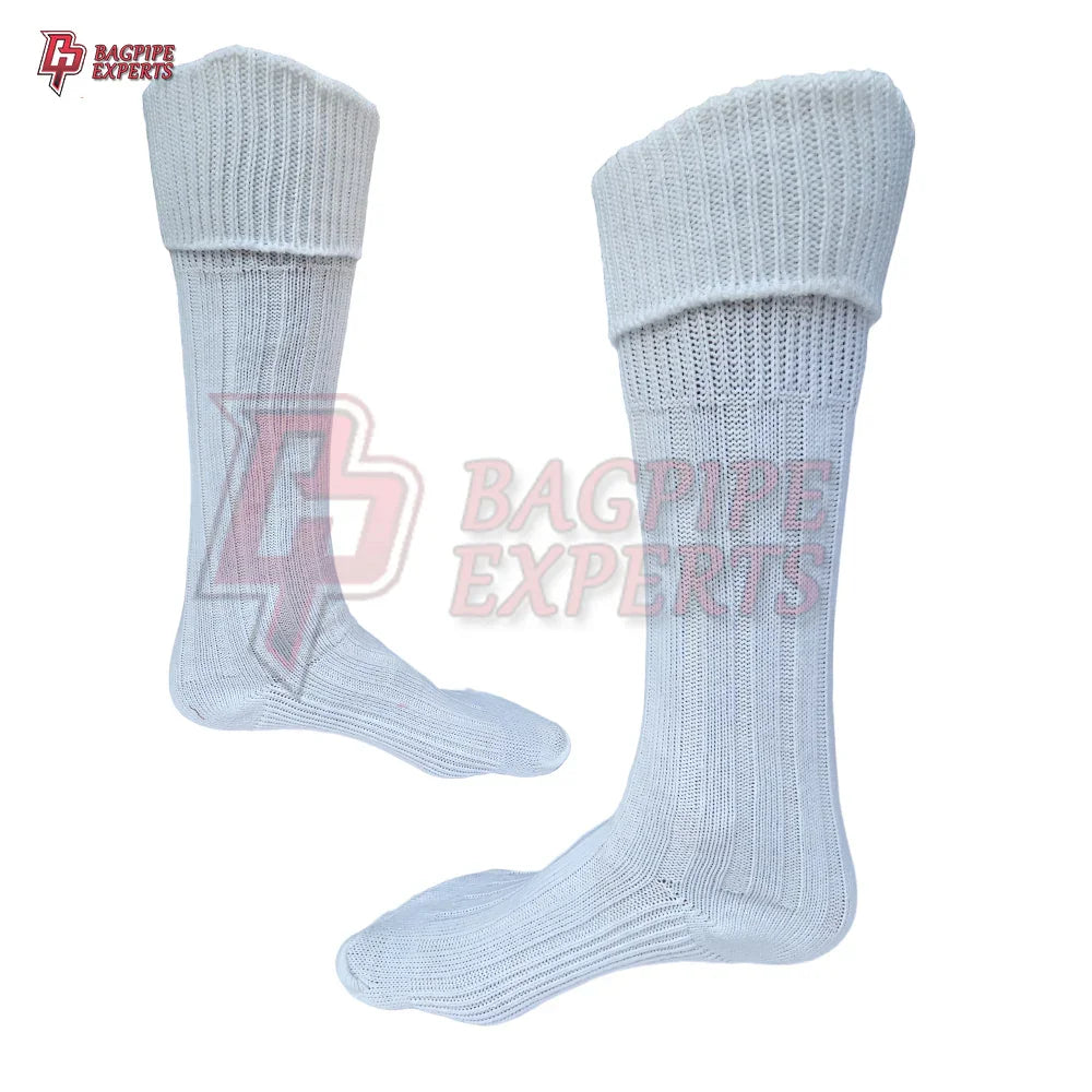 Elegant White Scottish Kilt Hose Socks – Perfect for Weddings & Formal Highland Wear