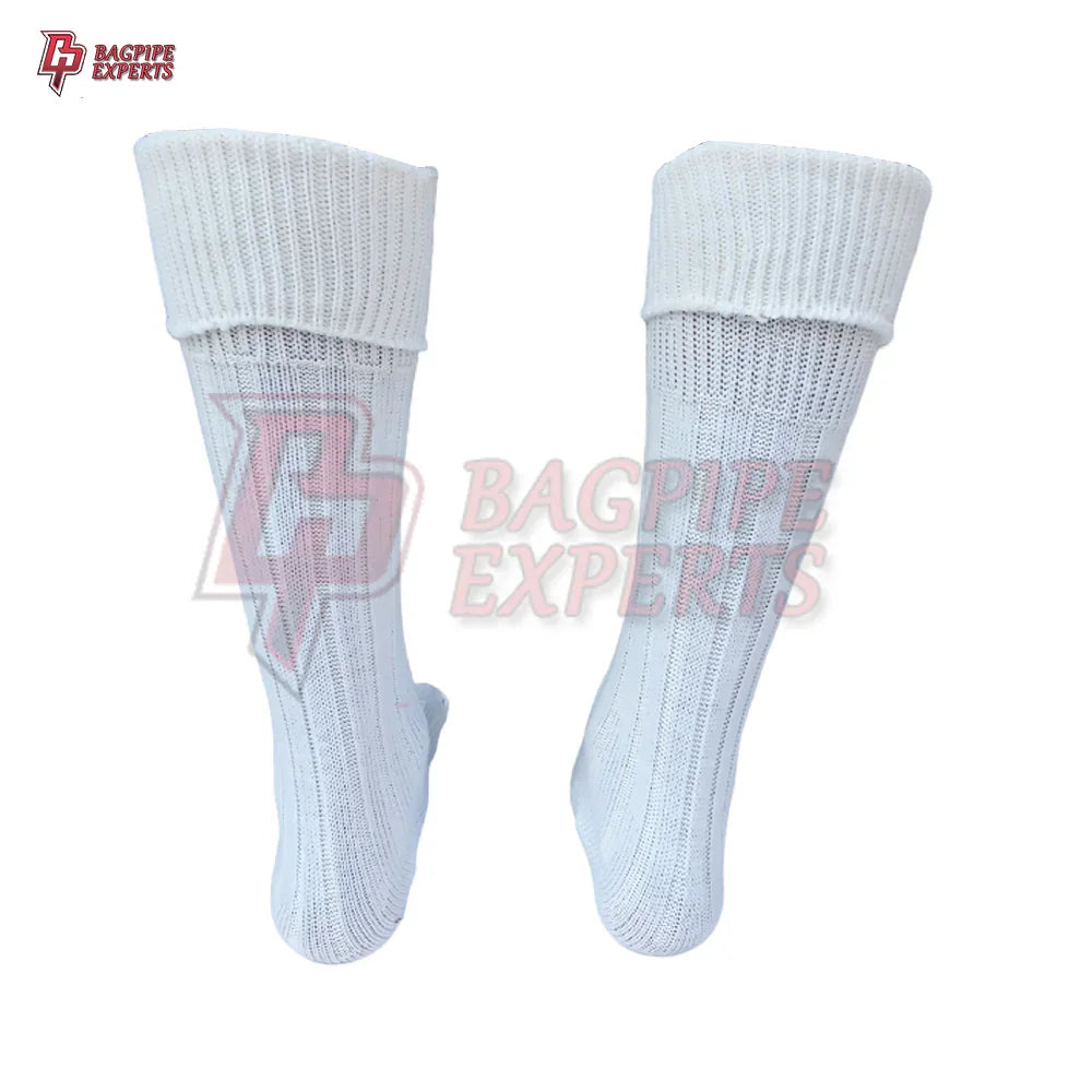 Elegant White Scottish Kilt Hose Socks – Perfect for Weddings & Formal Highland Wear