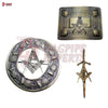 Scottish Kilt Belt Buckle Set – Antique Thistle Masonic with Brooch & Pin