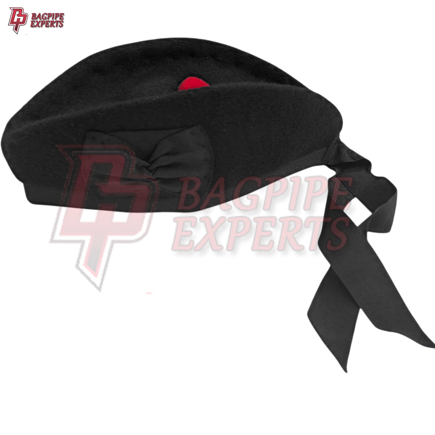 Scottish Glengarry Hat – Plain Black Pure Wool Highland Piper Cap