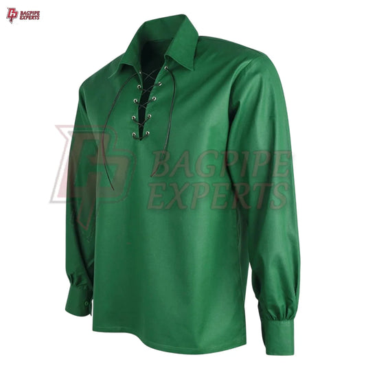 Green Jacobite Ghillie Shirt – Authentic Scottish Renaissance Top