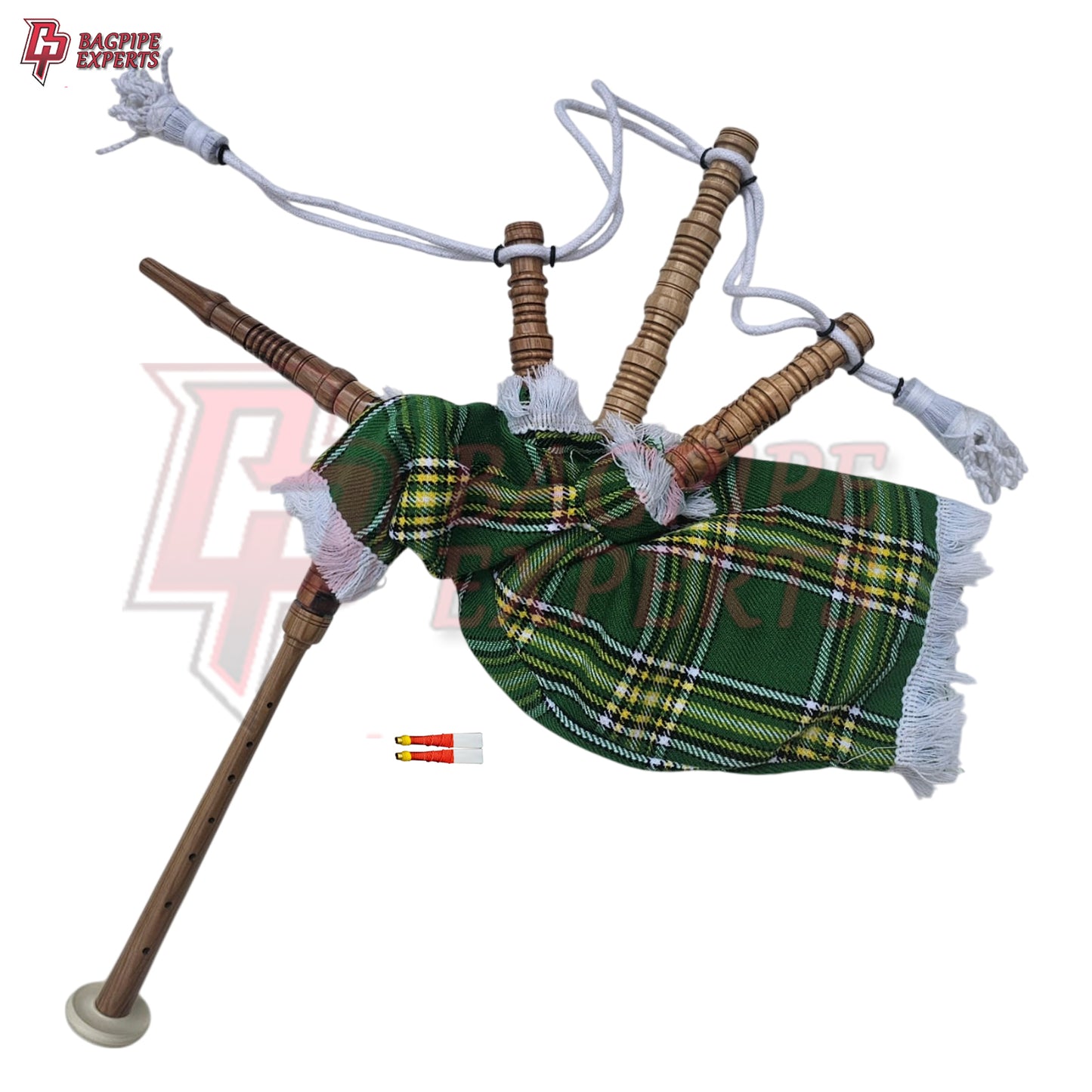 Kids Mini Bagpipes – Scottish Irish Green & White Tartan Playable Toy Instrument