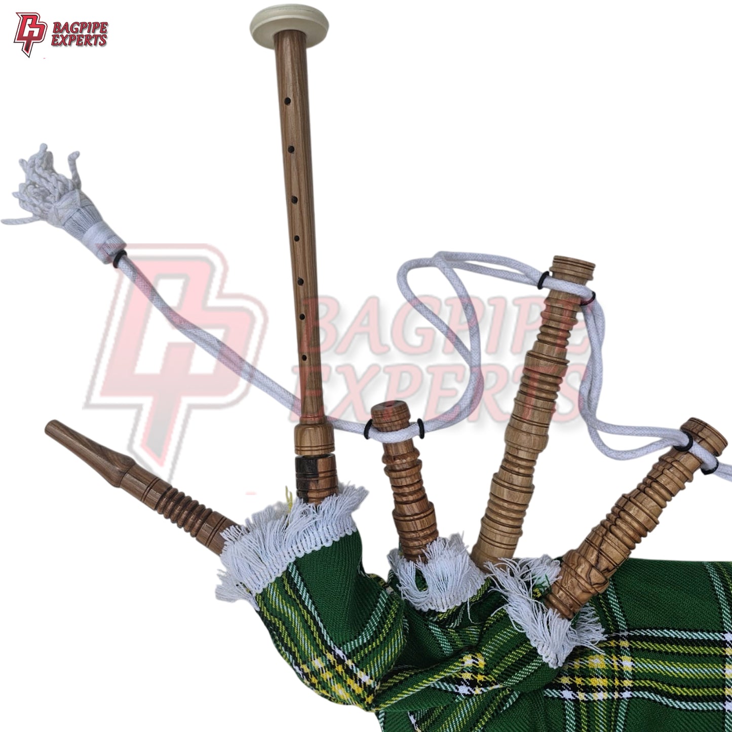 Kids Mini Bagpipes – Scottish Irish Green & White Tartan Playable Toy Instrument