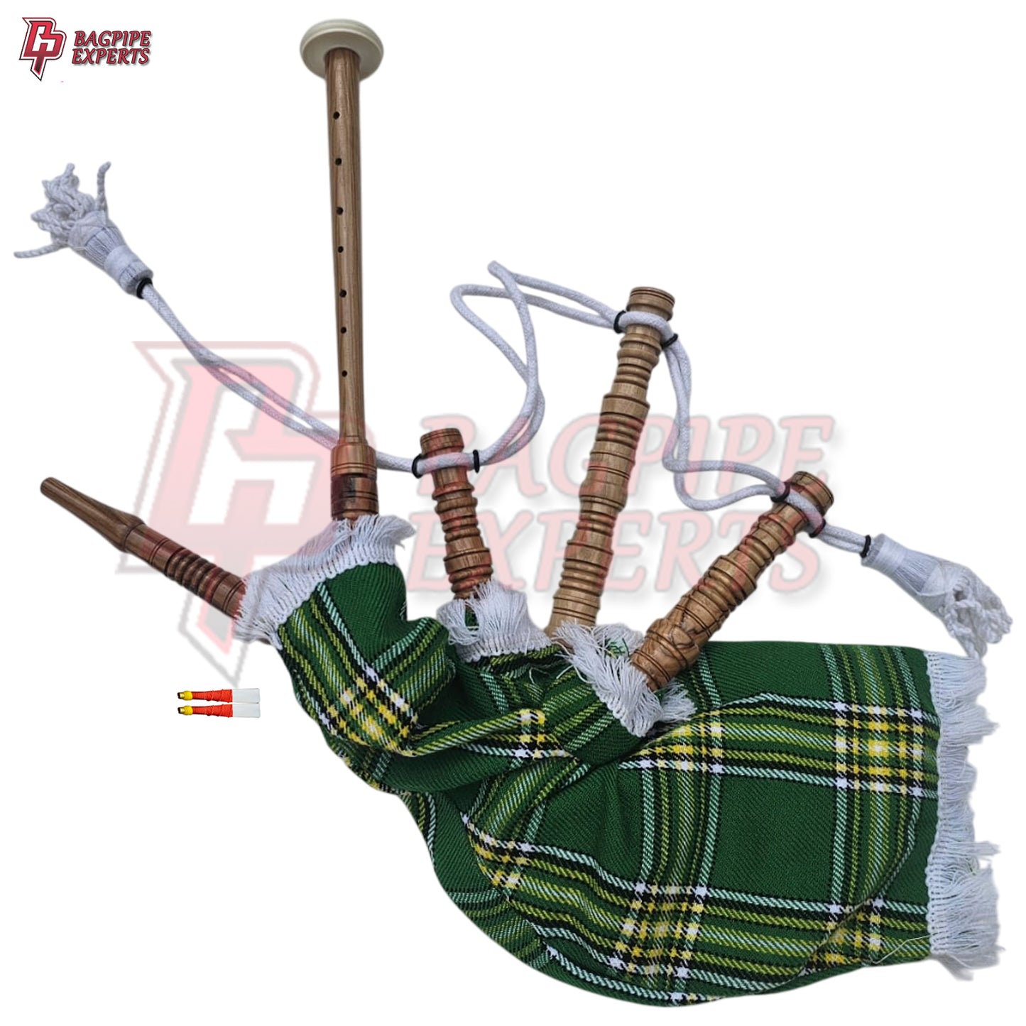 Kids Mini Bagpipes – Scottish Irish Green & White Tartan Playable Toy Instrument