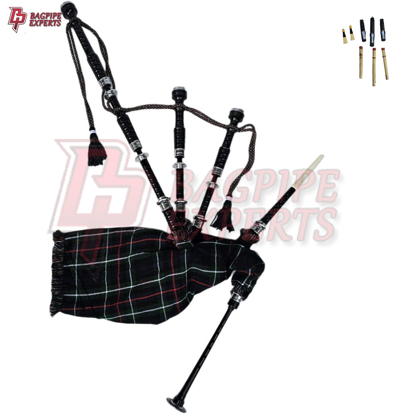 Great Highland Bagpipes – Mackenzie Tartan Silver Mount with Case & Reeds