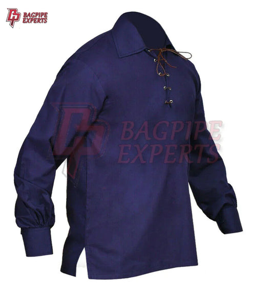 NavyBlue Jacobite Ghillie Shirt – Traditional Highland Renaissance Top