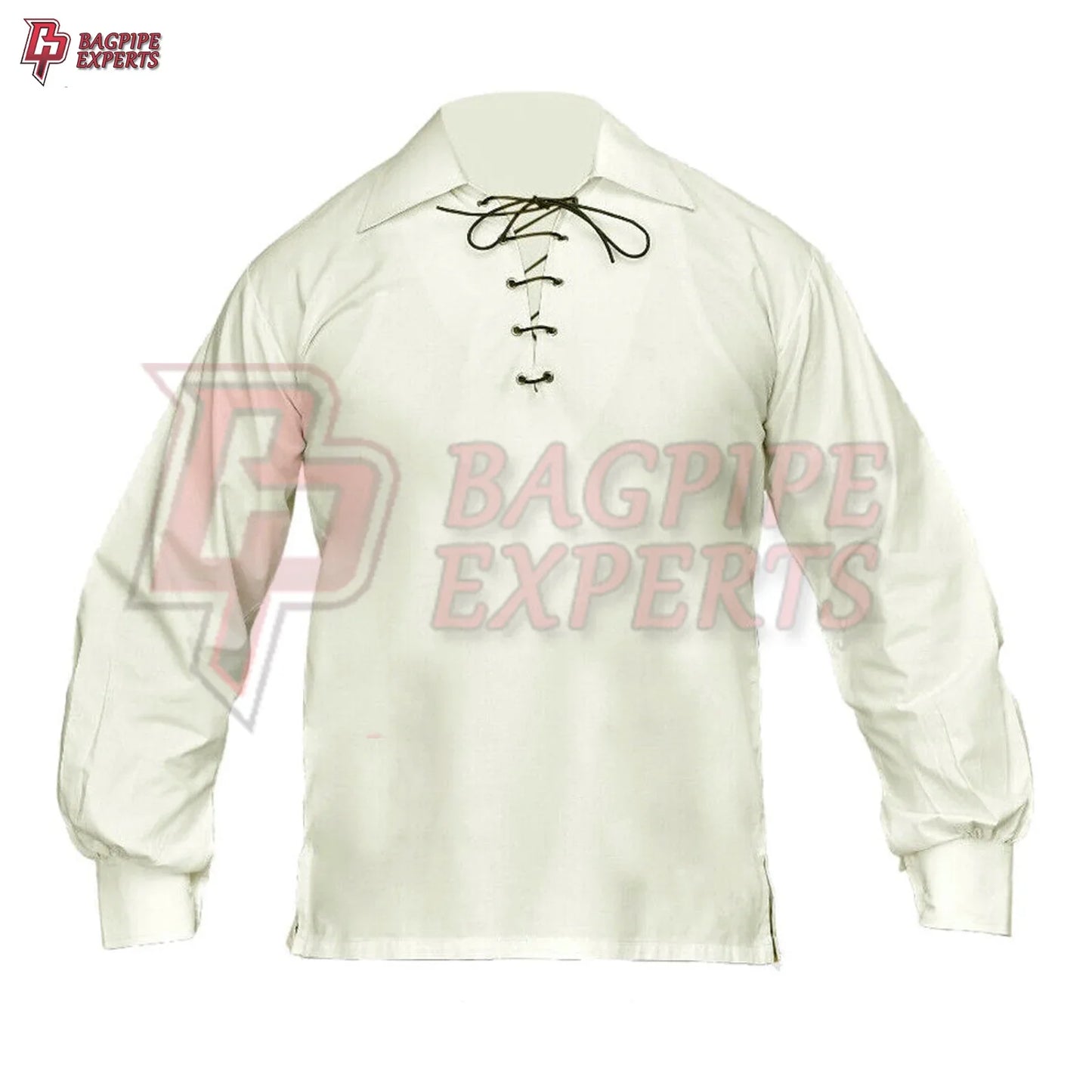 Off-White Jacobite Ghillie Shirt – Classic Scottish Highland Lace-Up Top