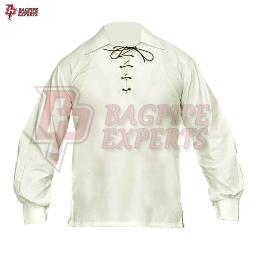 Off-White Jacobite Ghillie Shirt – Classic Scottish Highland Lace-Up Top