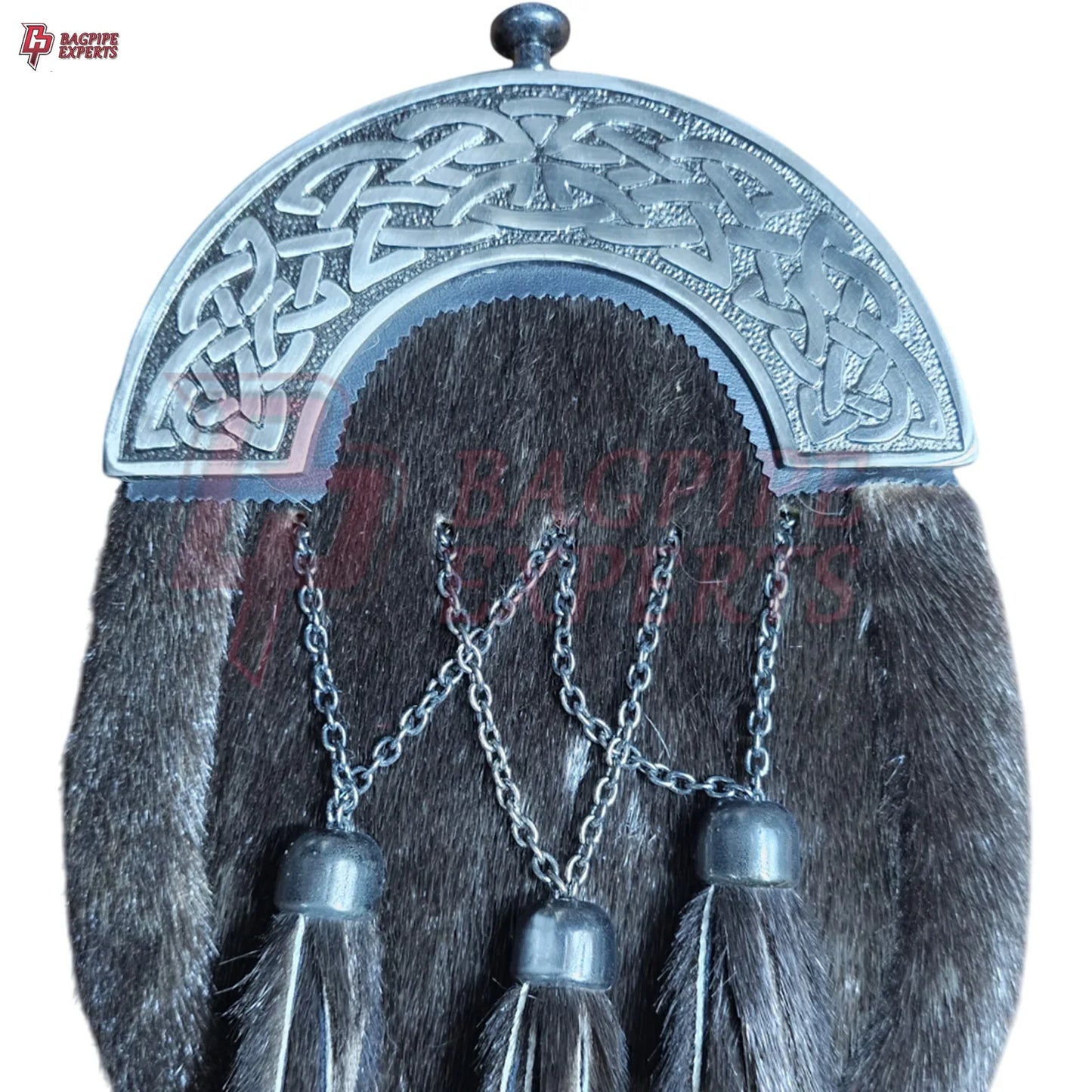 Luxury Full Dress Sporran – Crossed Tassels & Polished Chrome Cantle for Highland Attire