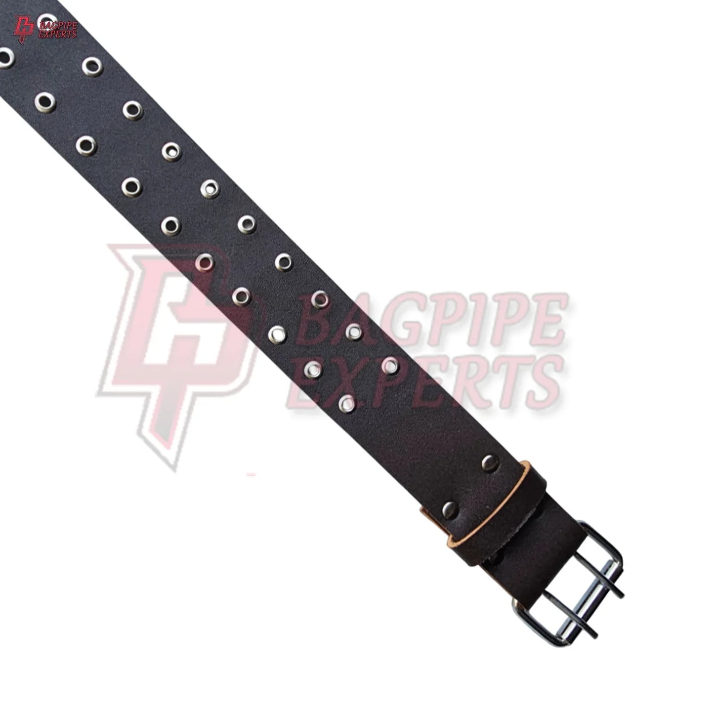 Double Prong Black Leather Belt for Kilt – Heavy-Duty Highland Accessory