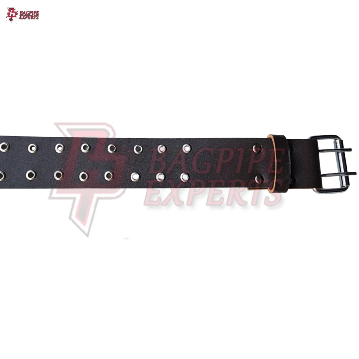 Double Prong Black Leather Belt for Kilt – Heavy-Duty Highland Accessory