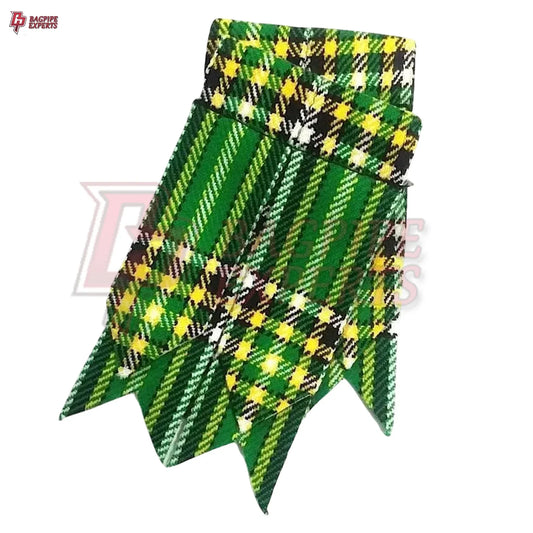 Irish Green Tartan Kilt Flashes – Traditional Sock Garters for Highland Dress