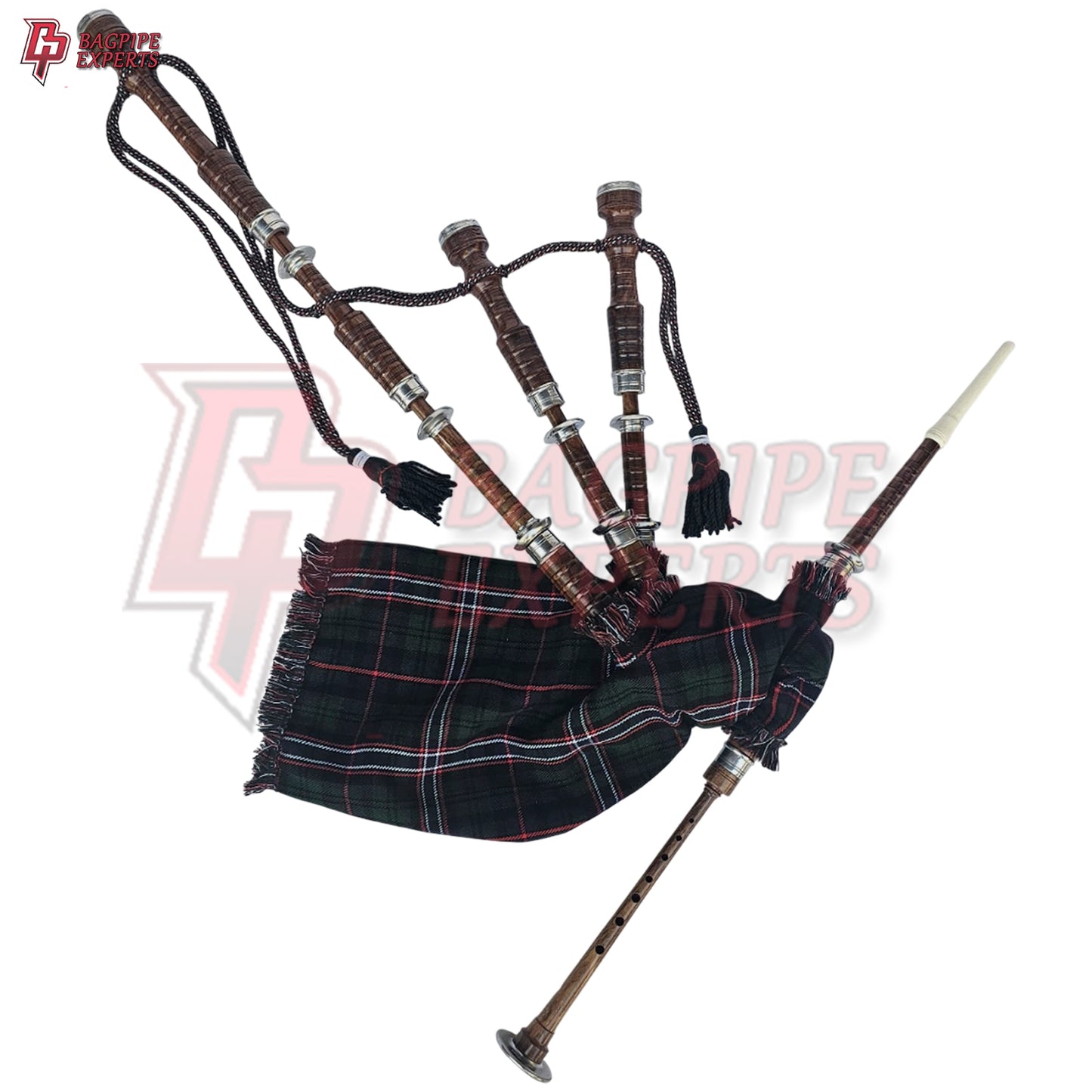 Great Highland Bagpipes – National Scotland Tartan with Natural Mounts, Hard Case & Reeds