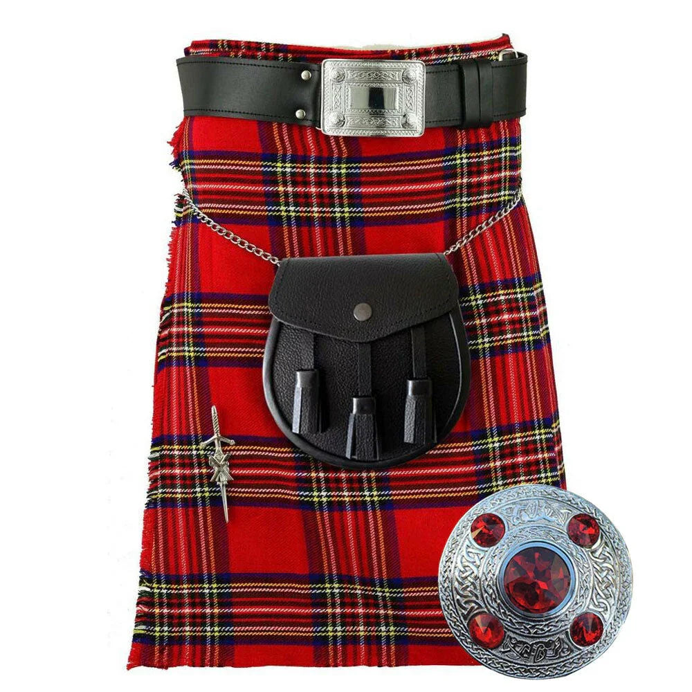 HIGHLAND SCOTTISH KILT OUTFIT SET -ROYAL STEWRAT TARTAN