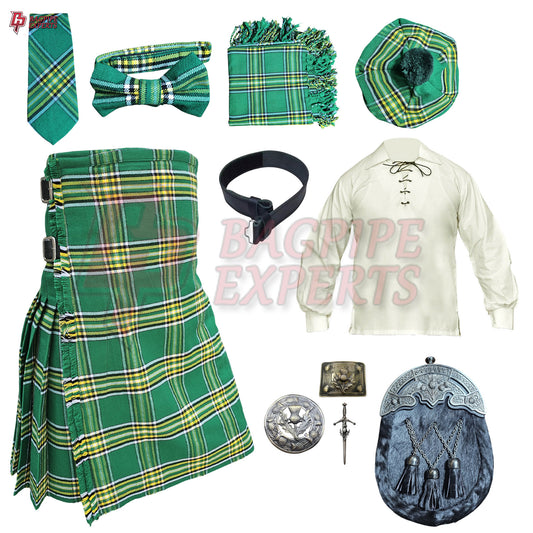 Irish Green Tartan Highland Dress Set – Customizable Outfit