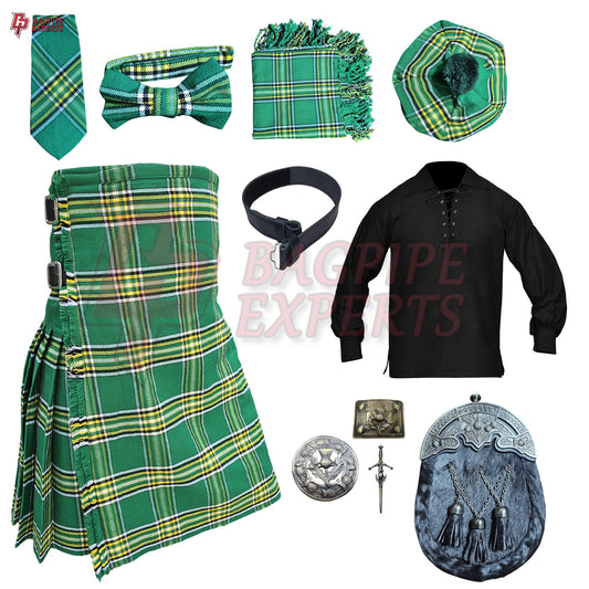 Irish Green Tartan Highland Dress Set – Customizable Outfit