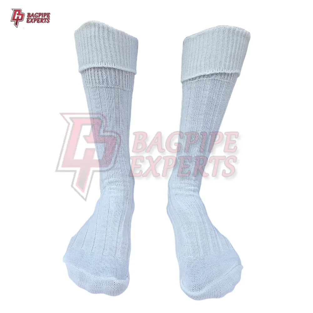 Elegant White Scottish Kilt Hose Socks – Perfect for Weddings & Formal Highland Wear