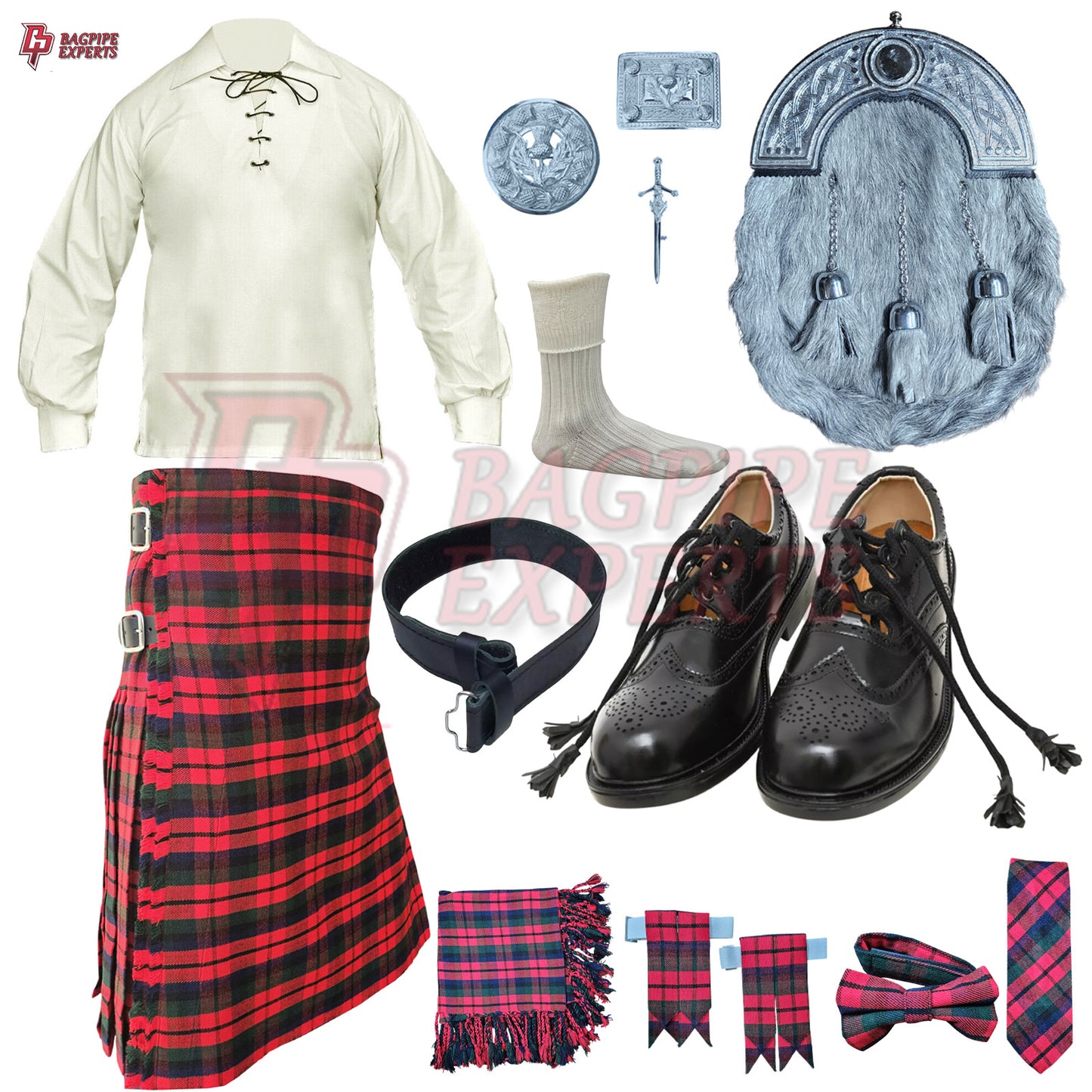 Robertson Red Tartan Highland Dress Set – Customizable Outfit