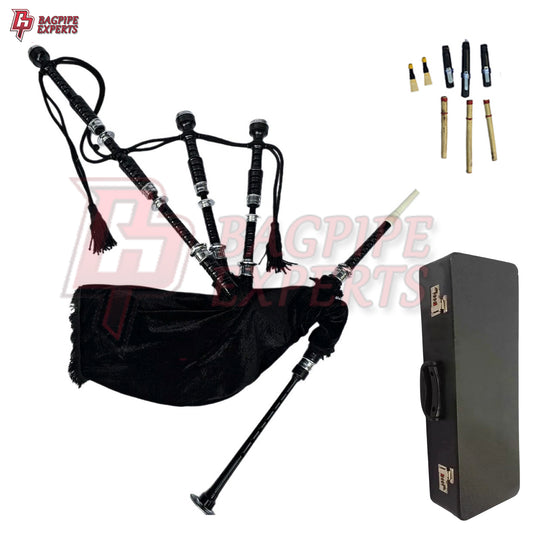 Great Highland Bagpipes – Black Velvet Silver Mount with Case & Reeds