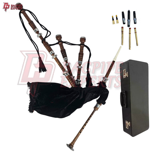 Great Highland Bagpipes – Black Velvet Tartan with Natural Mounts, Case & Reeds