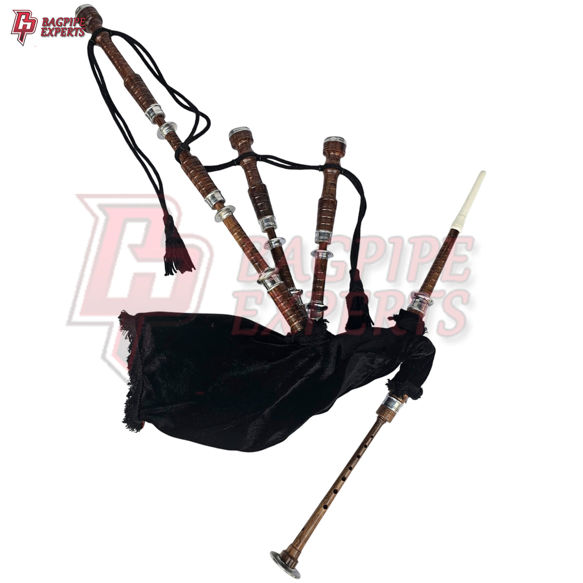 Great Highland Bagpipes – Black Velvet Tartan with Natural Mounts, Case & Reeds