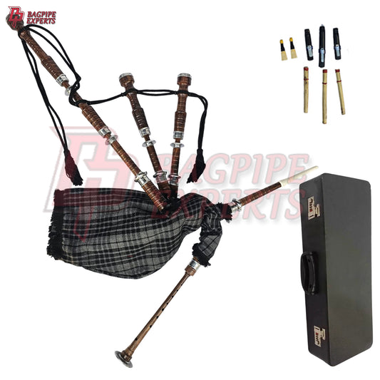 Great Highland Bagpipes – Gray Watch Tartan with Natural Mounts, Case & Reeds