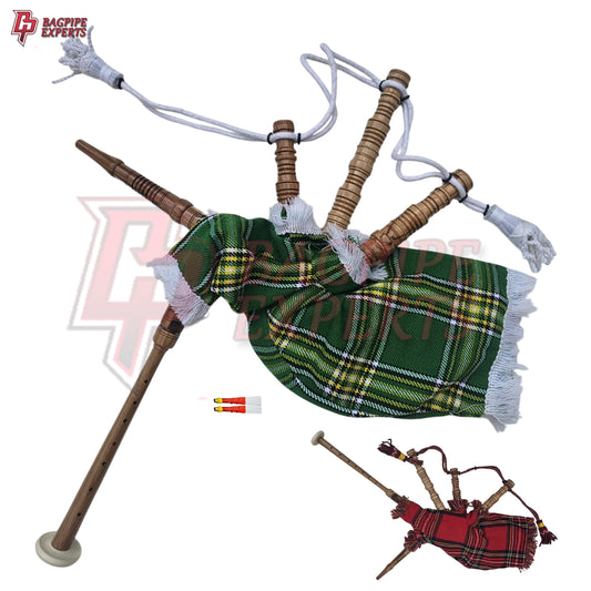 Kids Mini Bagpipes – Scottish Irish Green & White Tartan Playable Toy Instrument