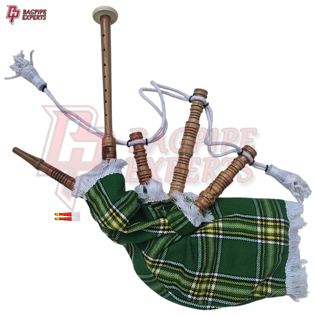 Kids Mini Bagpipes – Scottish Irish Green & White Tartan Playable Toy Instrument