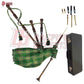 Great Highland Bagpipes – Irish Green Tartan with Natural Mounts, Hard Case & Reeds