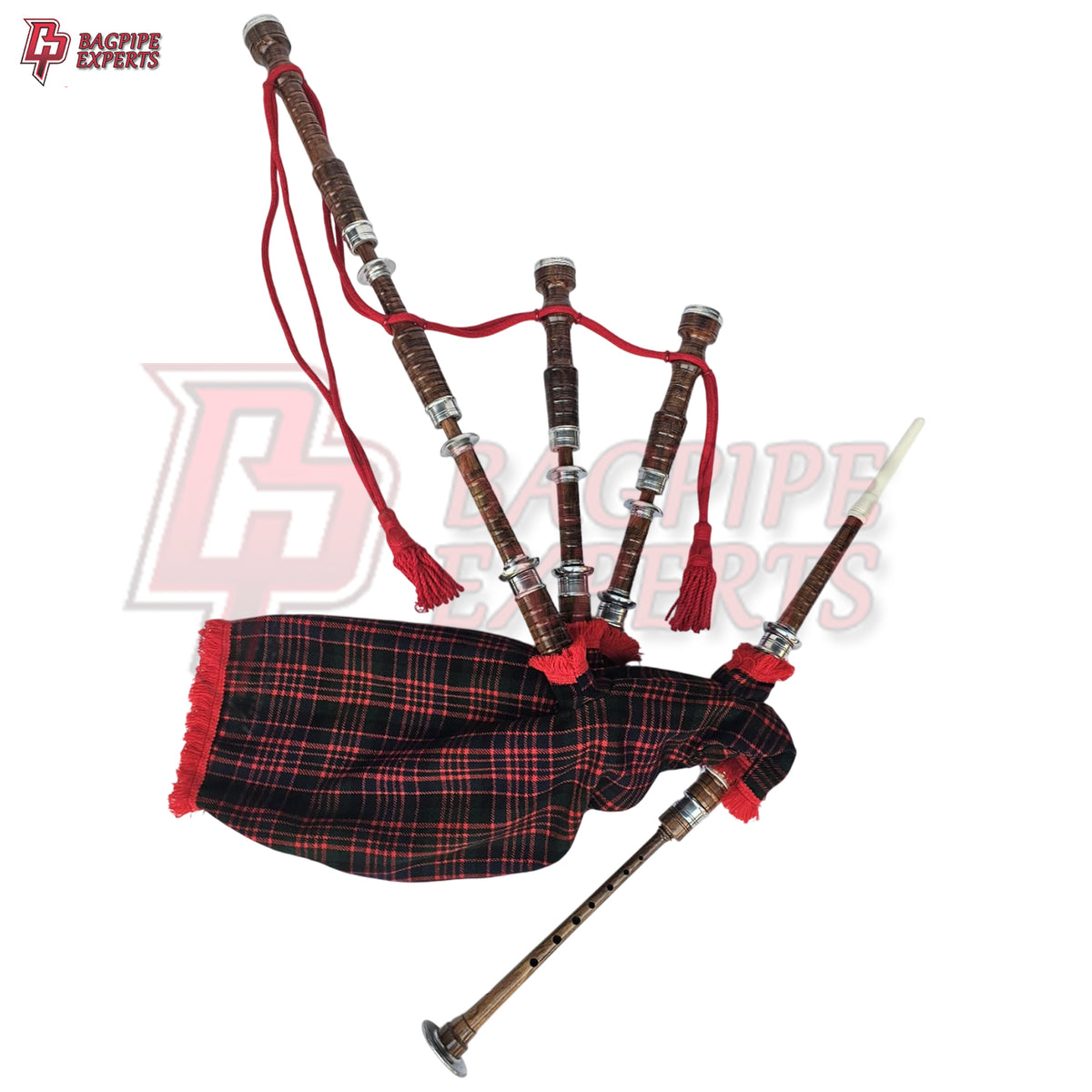 Great Highland Bagpipes – MacDonald Tartan with Natural Mount, Case & Reeds