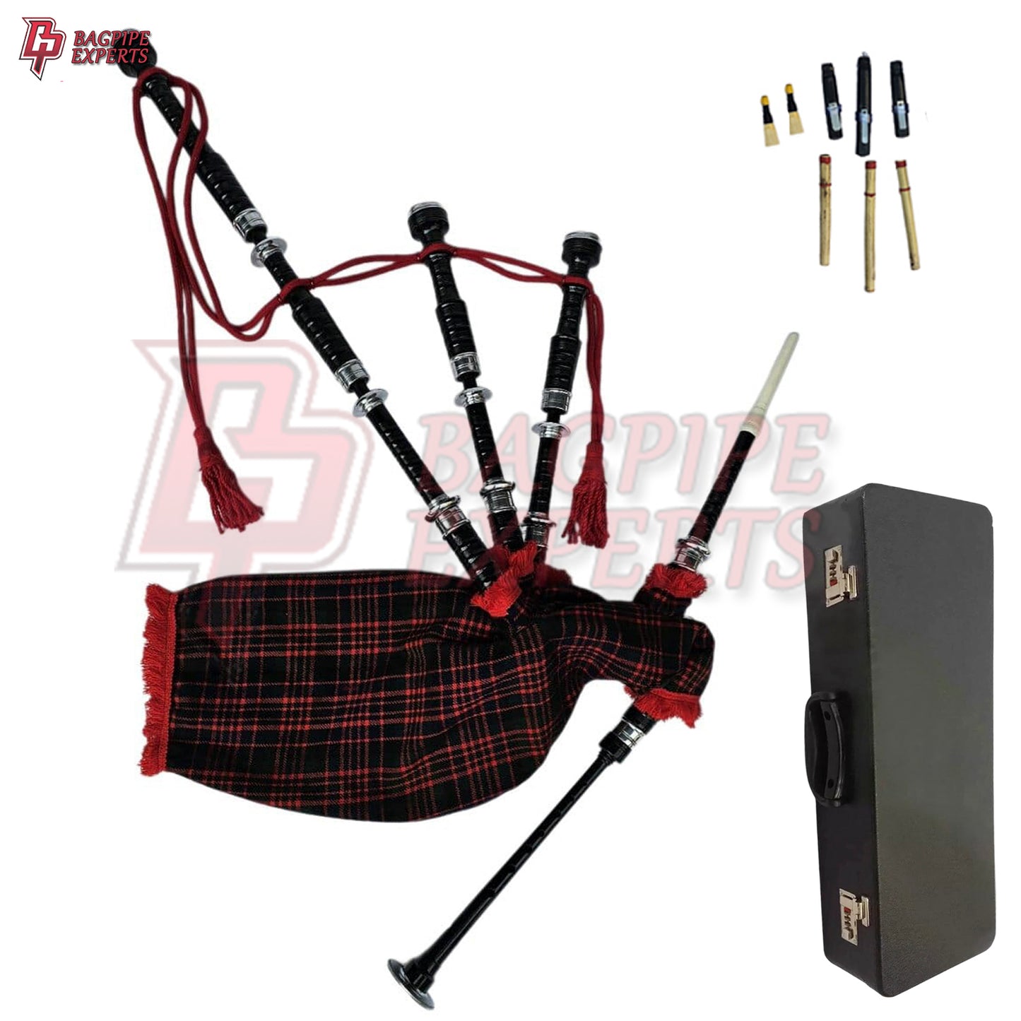 Great Highland Bagpipes – MacDonald Tartan Silver Mount with Case & Reeds