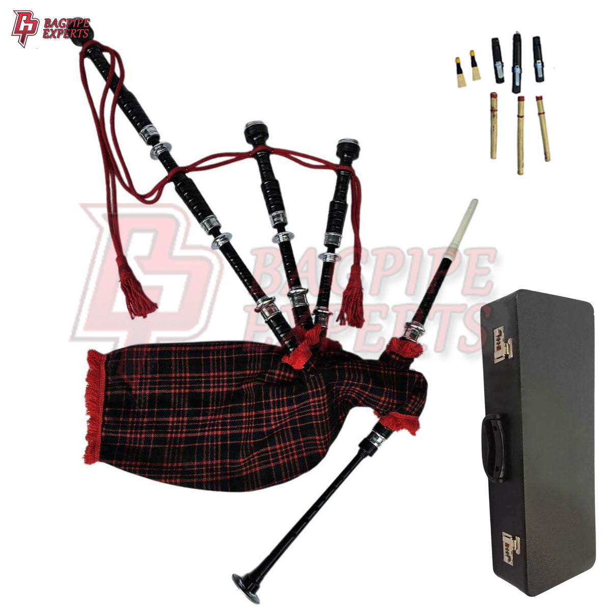 Great Highland Bagpipes – MacDonald Tartan Silver Mount with Case & Reeds