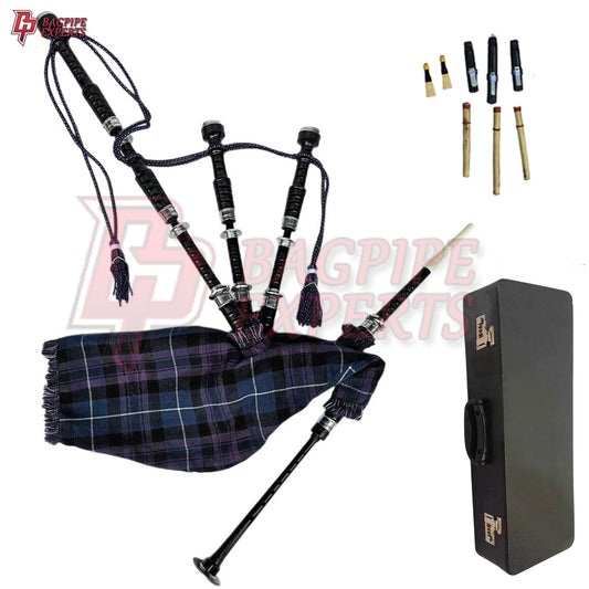 Great Highland Bagpipes – Pride of Scotland Tartan, Silver Mount with Case & Reeds
