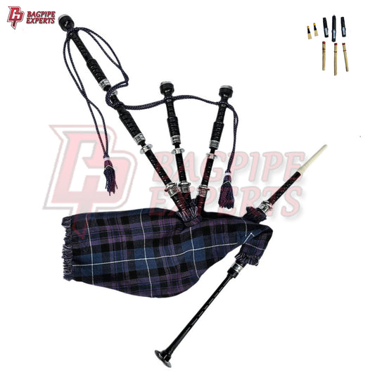Great Highland Bagpipes – Pride of Scotland Tartan, Silver Mount with Case & Reeds