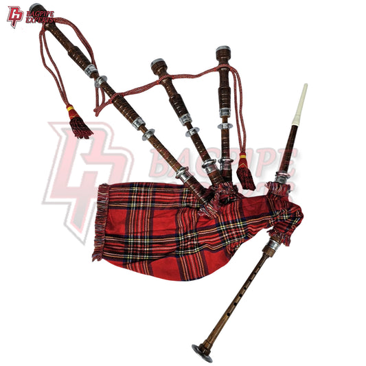 Great Highland Bagpipes – Royal Stewart Tartan with Natural Mounts, Case & Reeds