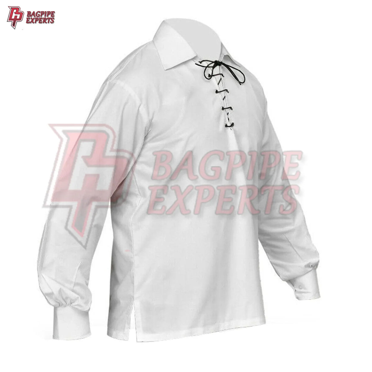 White Jacobite Ghillie Shirt – Traditional Scottish Highland Lace-Up Shirt