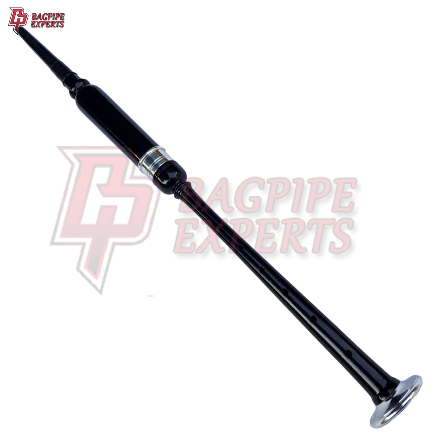 Highland Bagpipe Practice Chanter – Rosewood Black Finish with Silver Mounts & Bag