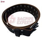 Double Prong Black Leather Belt for Kilt – Heavy-Duty Highland Accessory