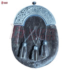 Luxury Full Dress Sporran – Crossed Tassels & Polished Chrome Cantle for Highland Attire