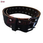 Double Prong Black Leather Belt for Kilt – Heavy-Duty Highland Accessory