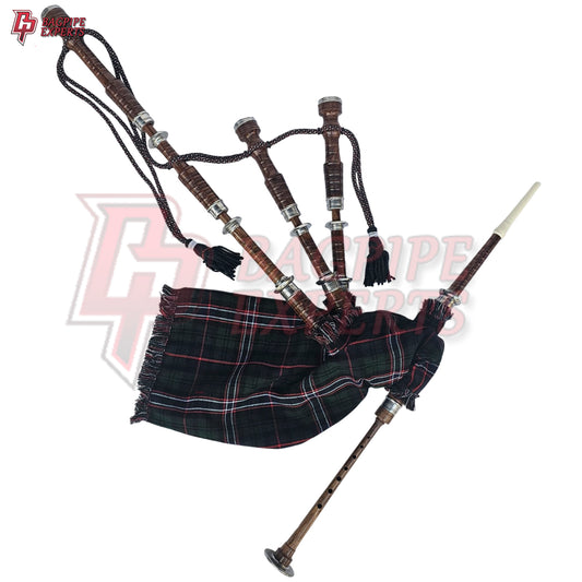 Great Highland Bagpipes – National Scotland Tartan with Natural Mounts, Hard Case & Reeds