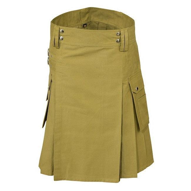 Khaki Men Fashion Utility Kilt