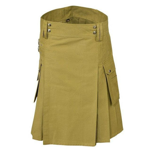 Khaki Men Fashion Utility Kilt