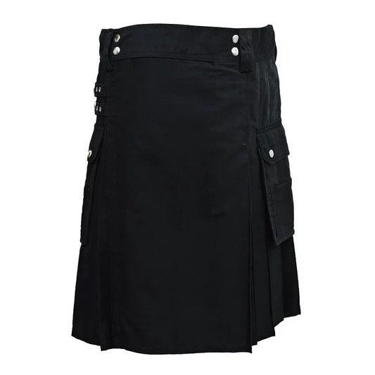 Black Cotton Canvas Alternative Utility Kilt