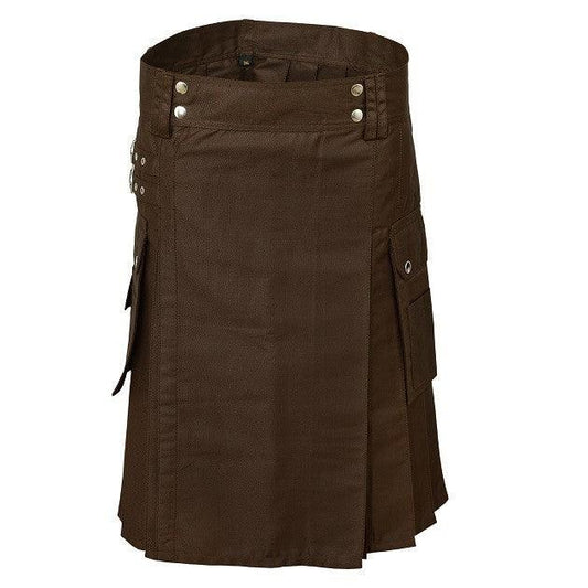 Chocolate Brown Men Utility Kilt